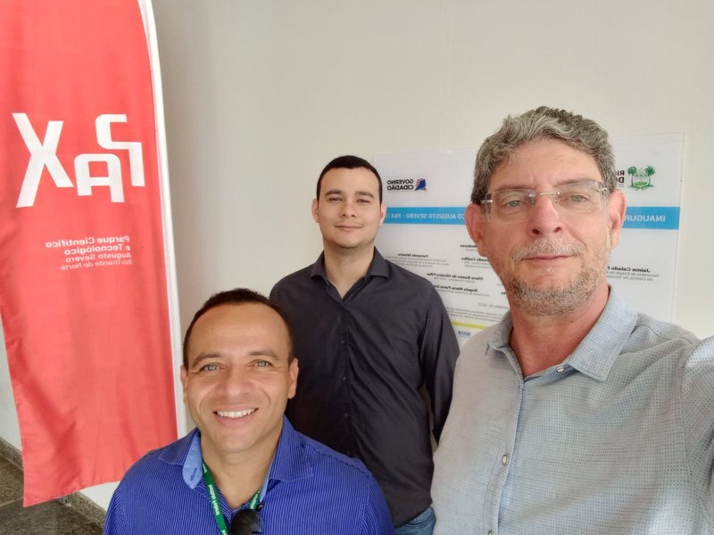 Professor Kássio, Jefferson e o diretor Guido Salvi - visita ao PAX/RN