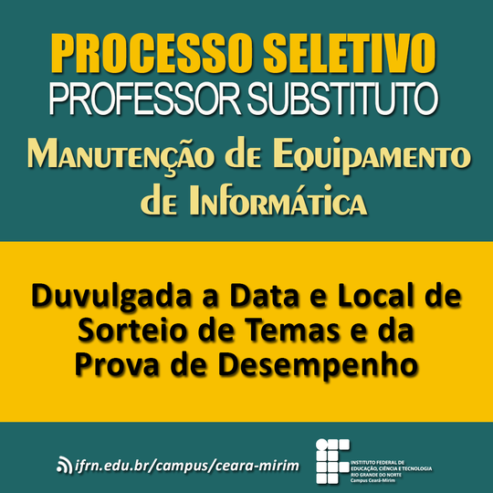 Professor Substituto - Manutenção deEquipamento de Informática - Temas e Prova Didática