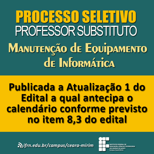 Professor Substituto - Manutenção de Equipamento de Informática - Att do Edital