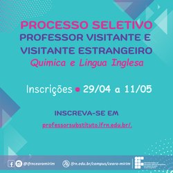 Professor Substituto - Visitante e Visitante estrangeiro - Quimica e Lingua Inglesa 2025