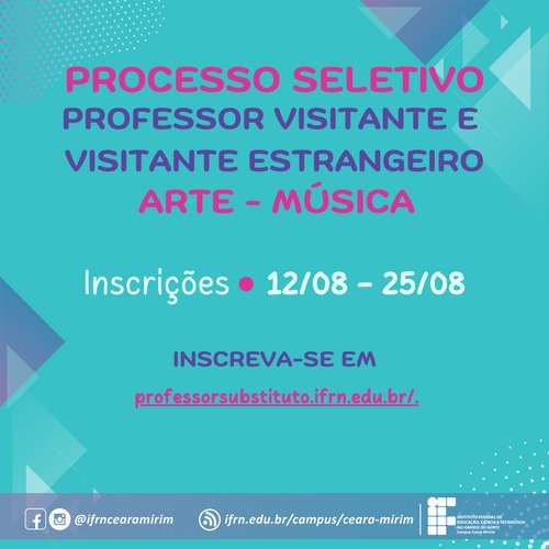 Professor Substituto - Visitante e Visitante estrangeiro - Artes 2024