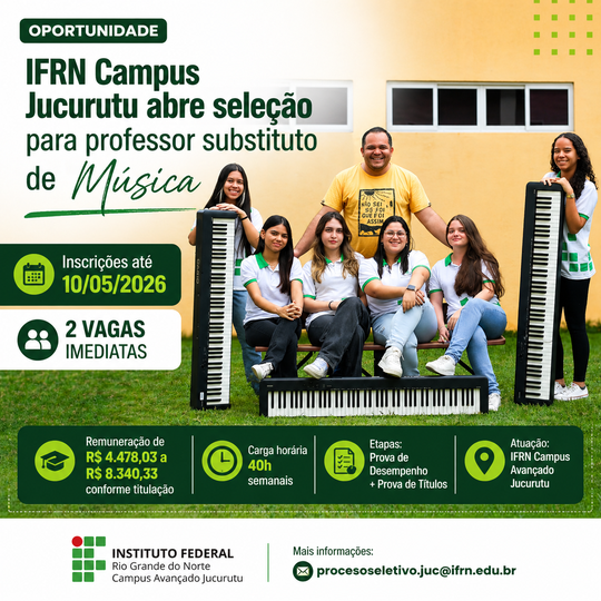Processo Seletivo Professor Substituto de Música IFRN Jucurutu
