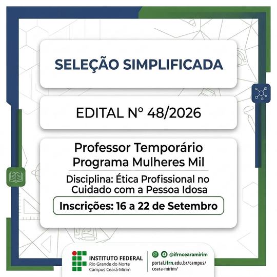Professor temporário Ética Mulheres Mil