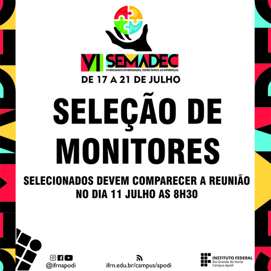 SELEÇÃO DE MONITORES