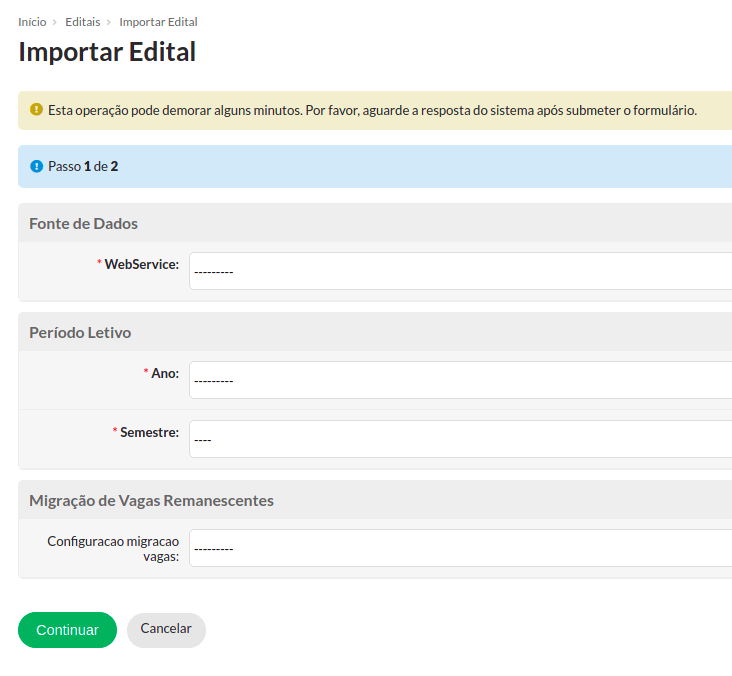 Importação do Edital via Botão "Importar Edital"