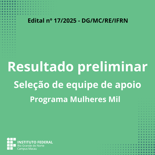 Seleção de equipe de apoio -  resultado preliminar