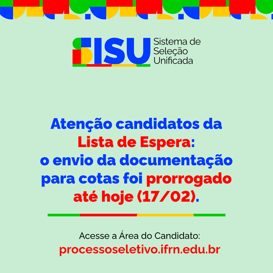 SiSU IFRN prorrogação portal