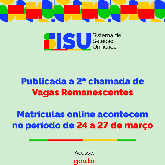 SiSU IFRN vagas remanescentes 2