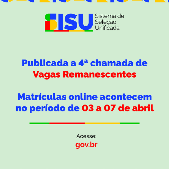 SiSU IFRN - vagas remanescentes 4 JC