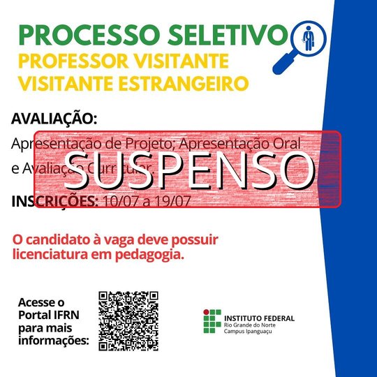 Suspensão Processo Seletivo Professor Visitante - Capa
