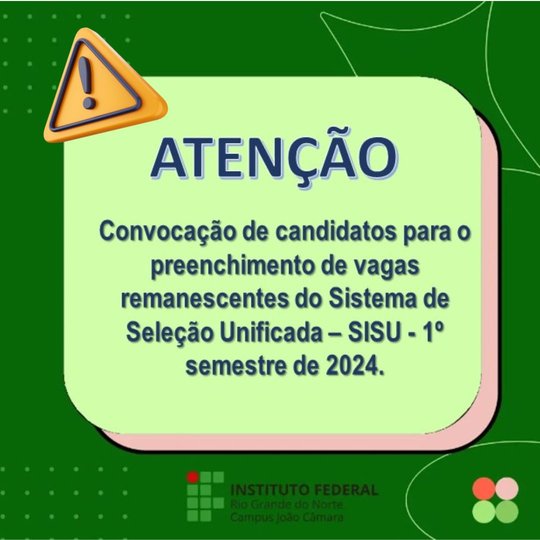 Terceira Chamada Vagas remanescentes