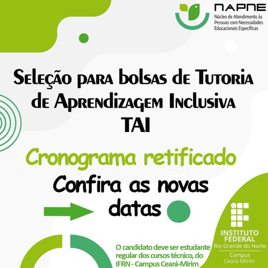 Tutoria Napne 2024 - Retificação do cronograma