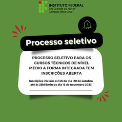 Abertas inscrições para o processo seletivo 2024 do IFTM