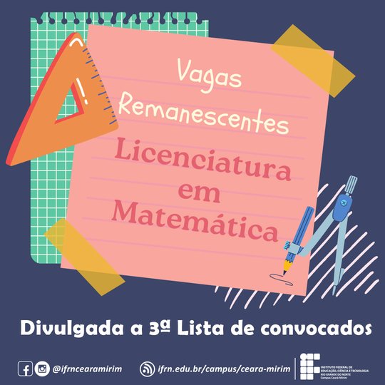 Vagas remanescentes Lica - Matemática - 3a Lista
