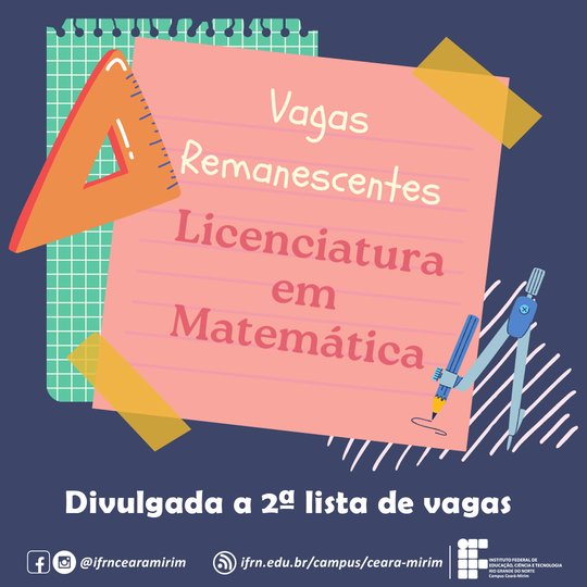 Vagas remanescentes Lica - Matemática 2 lista