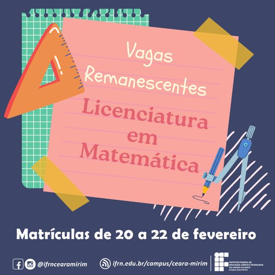 Vagas remanescentes Lica - Matemática