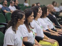 Público do XVI EGP em momento de descompressão em palestra sobre QVT