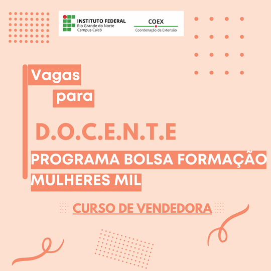 Docente vagas mulheres mil 2024