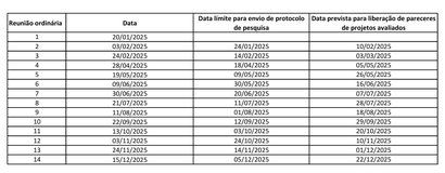 calendário do CEP - 2025