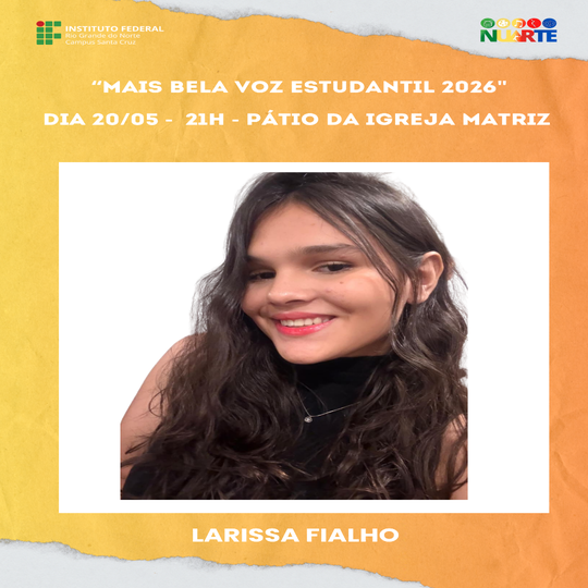 Discente selecionada para representar o Campus Santa Cruz no Concurso Municipal: A Mais Bela Voz Estudantil