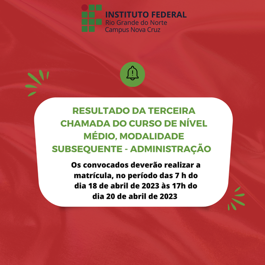 O resultado das vagas remanescentes são oriundos do não preenchimento em chamadas regulares anteriores