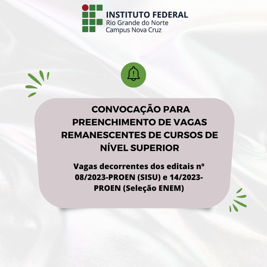 Os convocados remanescentes são provenientes do não comparecimento no período de matrículas (ou inaptidão) de candidatos aprovados e convocados em chamadas anteriores