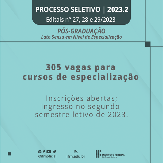 Editais 27, 28 e 29/2023 - Cursos de Especialização