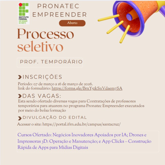 Processo seletivo professor PRONATEC EMPREENDER