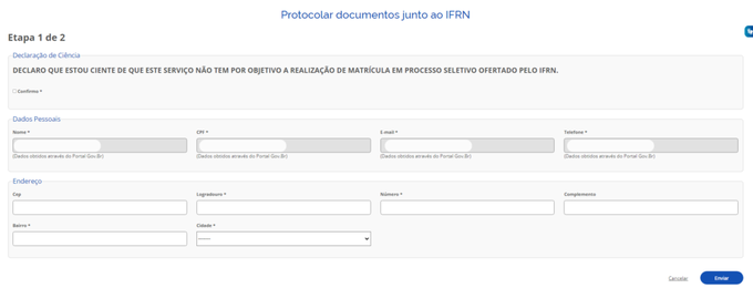 Etapa 01 - Protocolar documentos junto ao IFRN