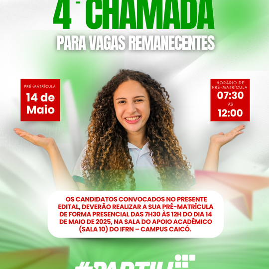 4° chamada para vagas remanescentes partiuIF